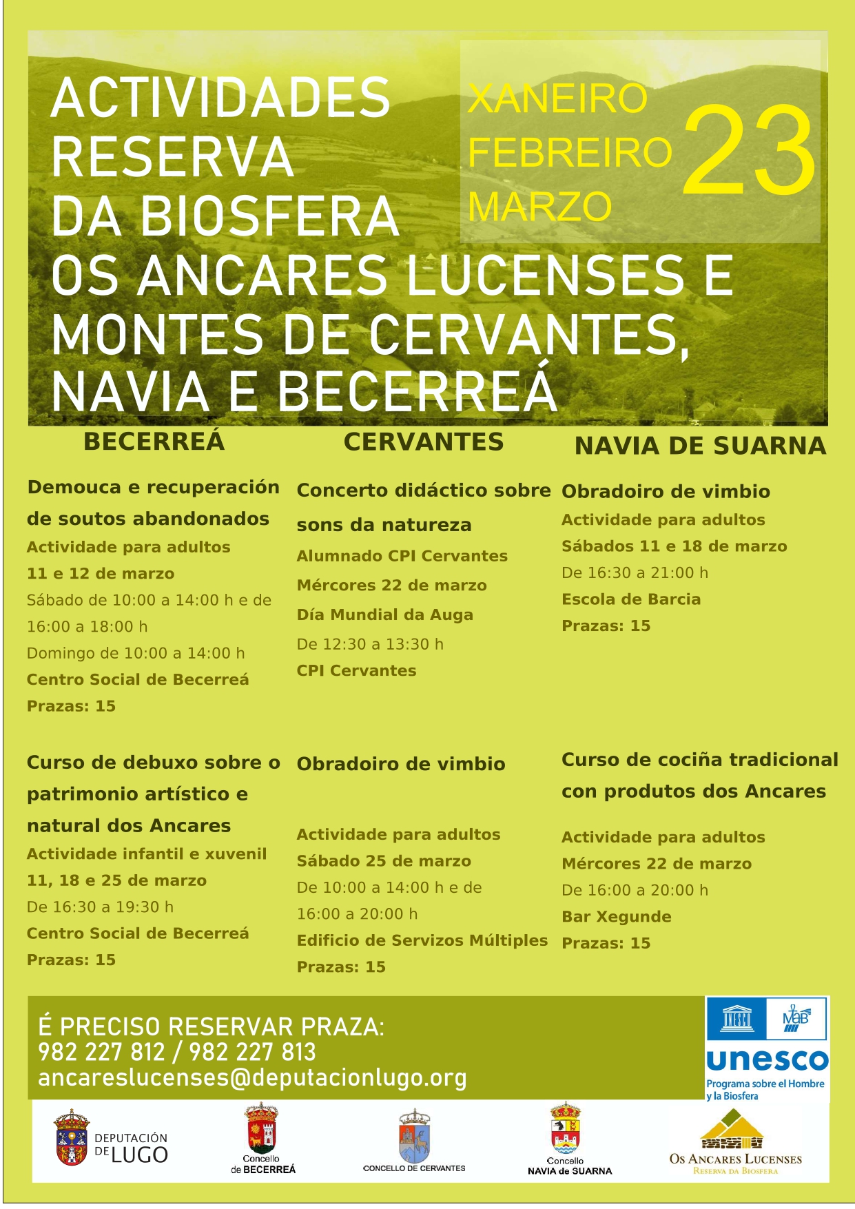 ACTIVIDADES DA RESERVA DA BIOSFERA OS ANCARES LUCENSES 1 TRIMESTRE 2023